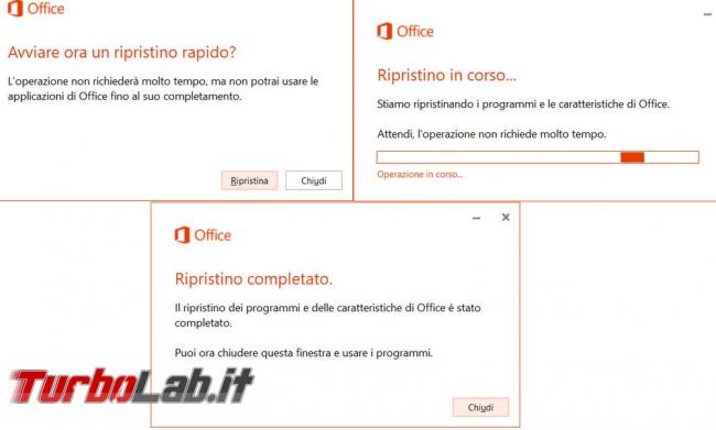 Riparare reinstallare Microsoft Office 2016 risolvere tutti problemi