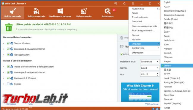 Ripulisci hard disk file inutili Wise disk Cleaner