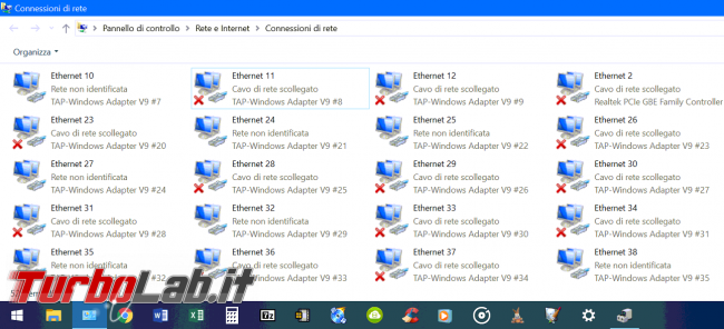 [risolto] Aiuto! Decine connessioni rete TAP-Windows Adapter V9: come rimuoverle cosa fare impedire si creino nuovo?