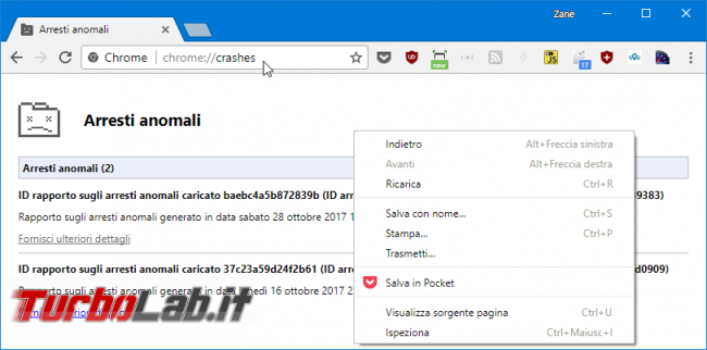 [risolto] Chrome, click destro: browser va crash! Come correggere?