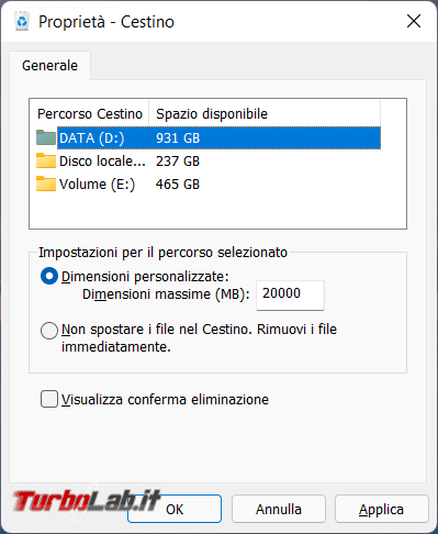 [Risolto] file è troppo grande Cestino, eliminare definitivamente file?