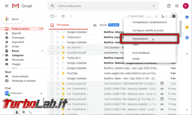[risolto] Gmail: come nascondere Meet Chat (Avvia riunione, Partecipa riunione)? - nascondere meet e chat da gmail (2)