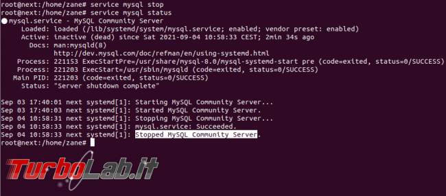 [risolto] MySQL 8 Ubuntu: come spostare file database salvare dati altro percorso (disco rete, SSD, NAS, USB) - service mysql stop status