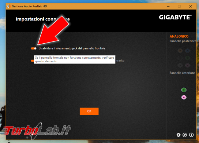 [risolto] Problema Windows 10: cuffie auricolari (jack audio frontale case) non funzionanti Realtek HDA (High Definition Audio)