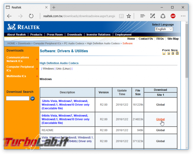 [risolto] Problema Windows 10: cuffie auricolari (jack audio frontale case) non funzionanti Realtek HDA (High Definition Audio) - realtek audio driver download