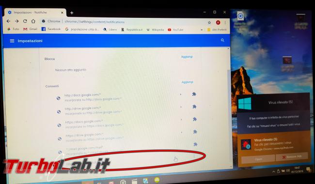 [risolto] Windows 10, notifica Virus rilevato non si chiude Google Chrome non si apre: come toglierla mezzo ripulire PC? - IMG_20191201_104704