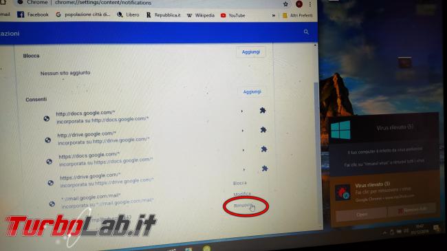 [risolto] Windows 10, notifica Virus rilevato non si chiude Google Chrome non si apre: come toglierla mezzo ripulire PC? - IMG_20191201_104737