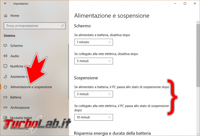 [risolto] Windows 10, schermo nero: come mantenere schermo sempre acceso (impedire, disattivare, ritardare spegnimento automatico monitor / display) - windows 10 impostazioni timeout sleep sospensione