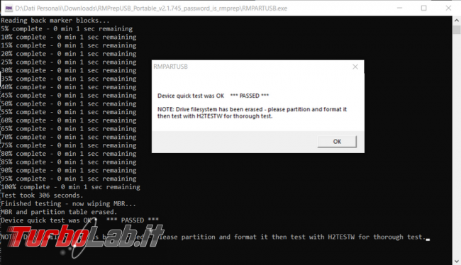 RMPrepUSB permette formattare, verificare rendere avviabile pendrive