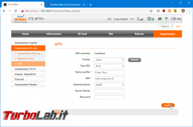 Router/hotspot mobile Wind 4G ZTE MF90: come utilizzare SIM qualsiasi operatore (Vodafone, TIM, 3, Tiscali, Fastweb, Coop Voce, Iliad, ho. mobile) - Mobile_zShot_1581157873