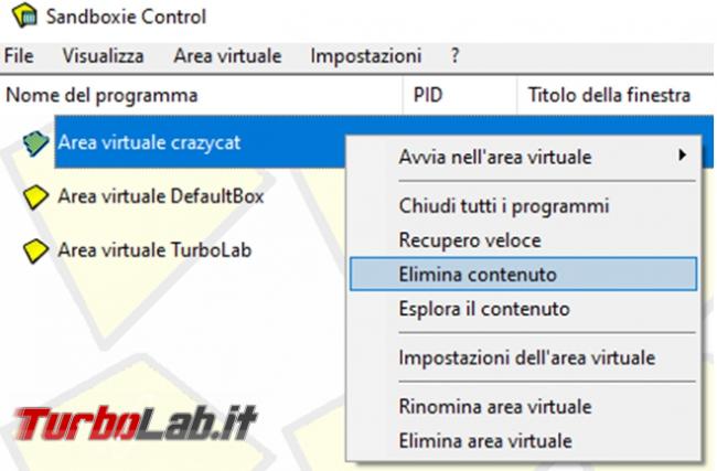 Sandboxie crea 'area virtuale proteggere sistema operativo browser
