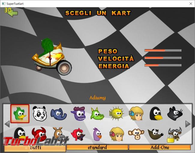 Scendi pista corri SuperTuxKart