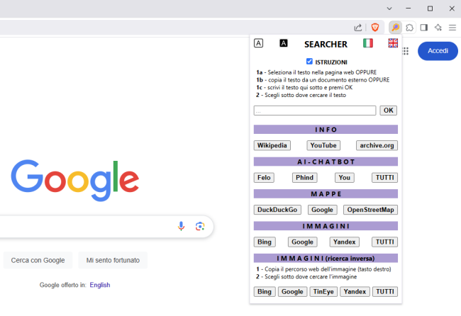 Searcher: 'estensione velocizzare ricerche web