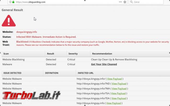 servizi online scoprire se sito è infetto pericoloso