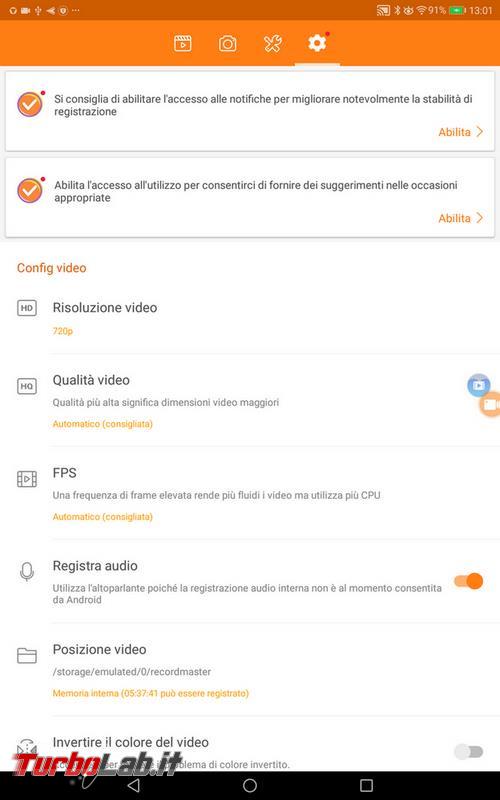 Smartphone/tablet Android: come registrare schermo creare video