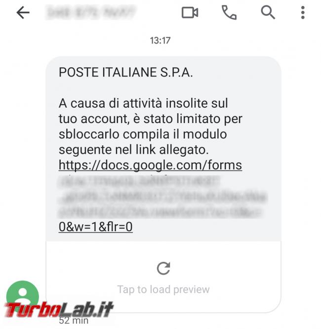 SMS Poste Italiane: causa attività insolite account, è stato limitato - Screenshot_2020-11-09-14-10-16-517_com.google.android.apps.messaging