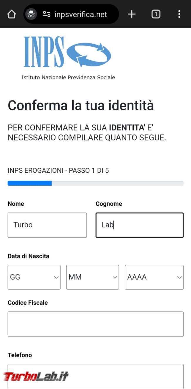 Sms Truffa INPS: Erogazione Assegno Unico IBAN verifica anagrafica beneficiario - d19ebadc-7958-40f1-81f9-3ce033c28928