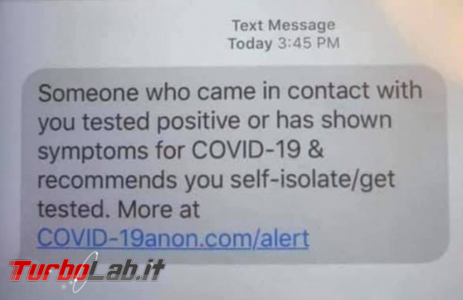 SMS truffa segnala contatto persone infette diffonde malware - FrShot_1587651470