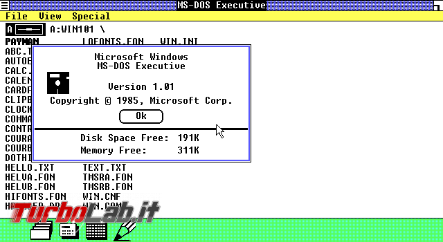 storia Windows, anno 1985: Windows 1.0 - VirtualBox_MS-DOS_22_06_2018_14_25_51