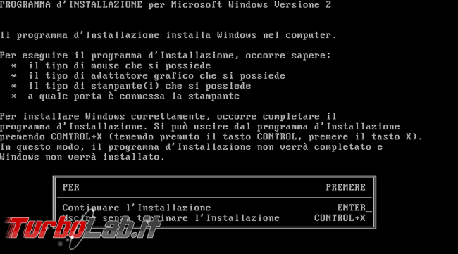 storia Windows, anno 1987: Windows 2.0 - Windows 2.0 setup (1)