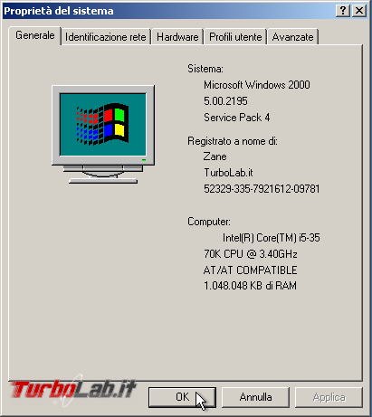 storia Windows, anno 2000: Windows 2000 - windows 2000 proprietà sistema