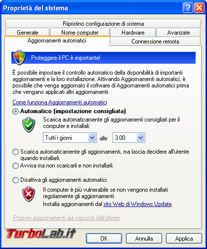 storia Windows, anno 2001: Windows XP - windows xp aggiornamenti automatici windows update
