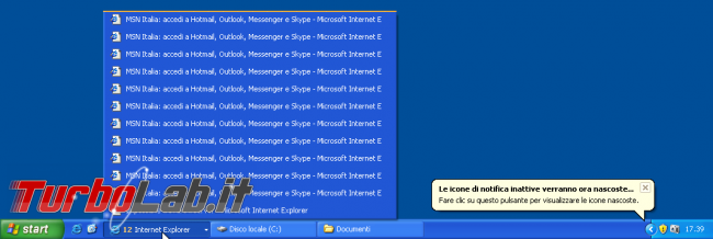 storia Windows, anno 2001: Windows XP - windows xp barra applicazioni taskbar