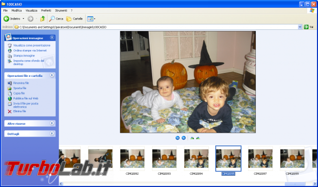 storia Windows, anno 2001: Windows XP - windows xp explorer visualizzazione sequenza foto