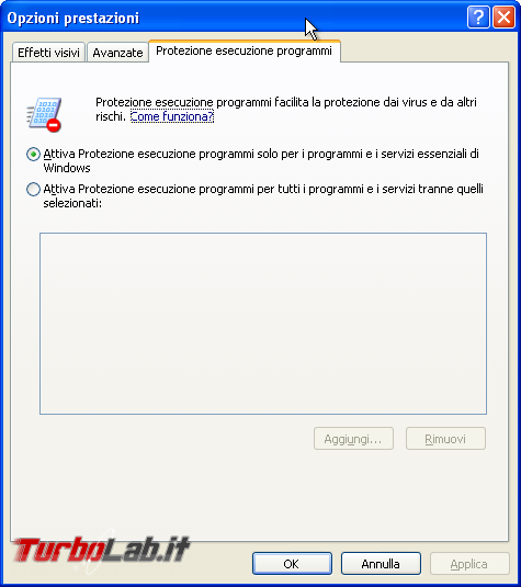 storia Windows, anno 2001: Windows XP - windows xp protezione esecuzione programmi dep