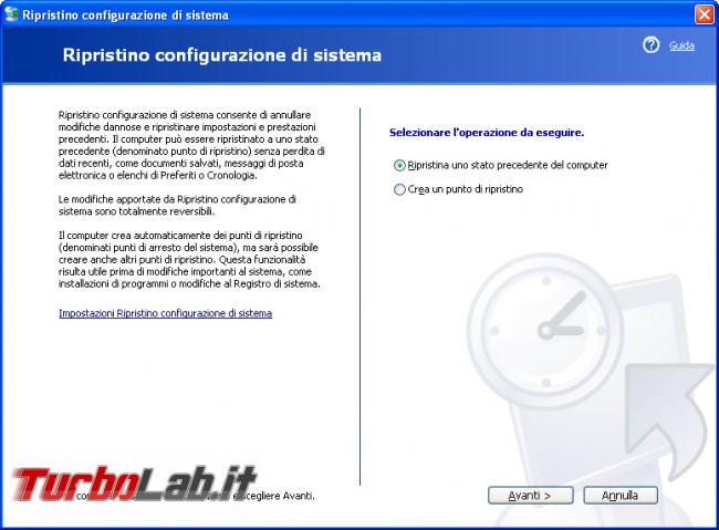 storia Windows, anno 2001: Windows XP - windows xp ripristino configurazione di sistema