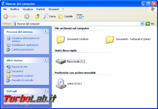 storia Windows, anno 2001: Windows XP - windows xp risorse del computer windows explorer