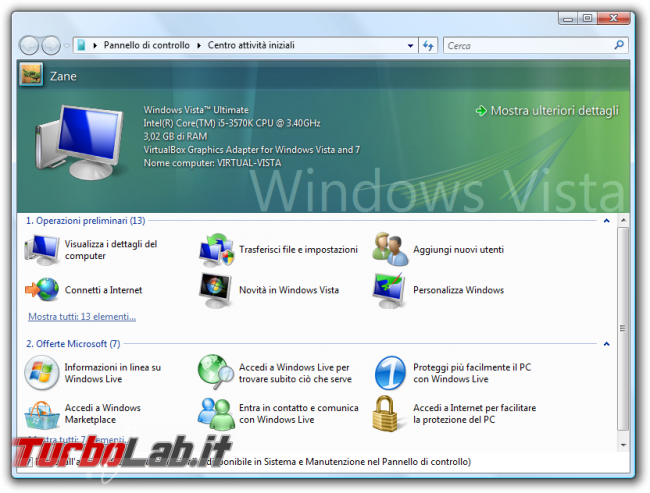 storia Windows, anno 2006: Windows Vista - Centro attività iniziali