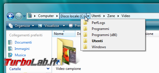 storia Windows, anno 2006: Windows Vista - windows vista explorer breadcrumb
