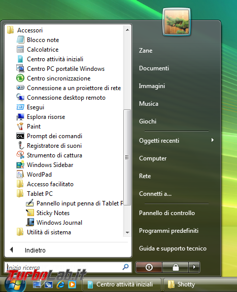 storia Windows, anno 2006: Windows Vista - windows vista start tutti i programmi