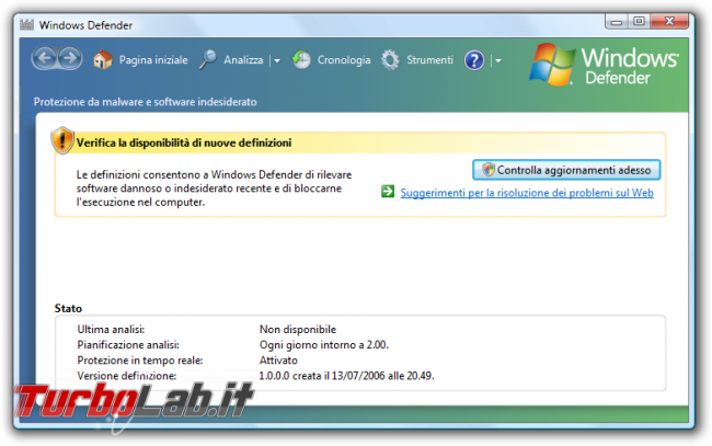 storia Windows, anno 2006: Windows Vista - windows vista Windows Defender