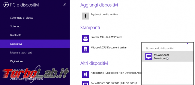 storia Windows, anno 2013: Windows 8.1 - aggiungi dispositivi wireless tv televisore