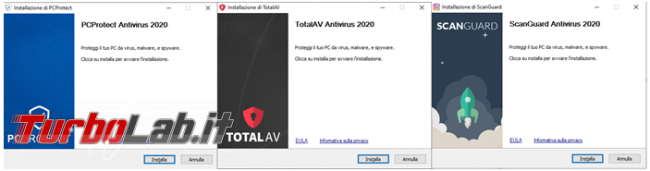 “strane” similitudini TotalAV, ScanGuard PCProtect (&quot; migliori antivirus 2020&quot;)