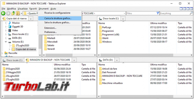 Tablacus explorer, file manager Windows Tab, estensioni preferiti