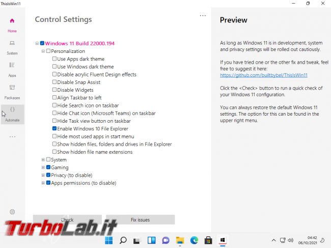 ThisIsWin11 personalizza configura Windows 11 clic