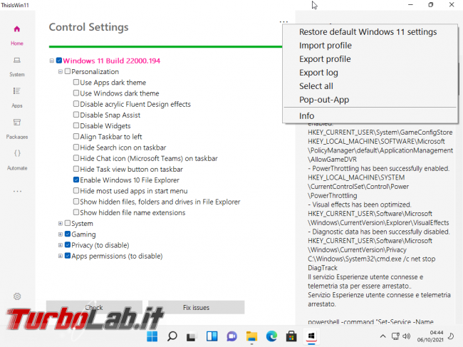 ThisIsWin11 personalizza configura Windows 11 clic