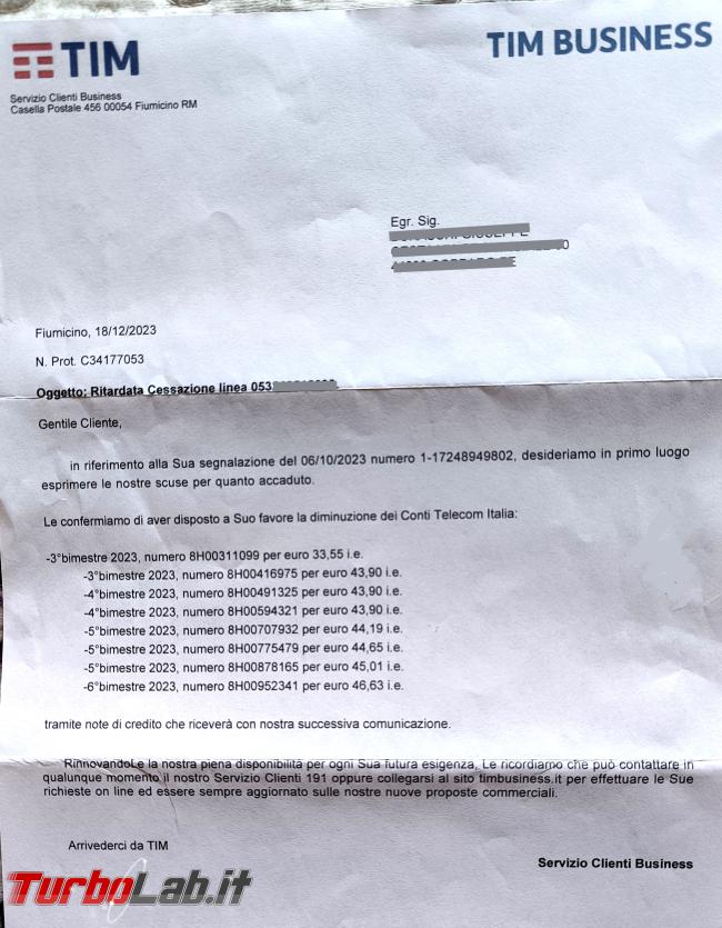 TIM: ’Odissea cessare linea telefonica