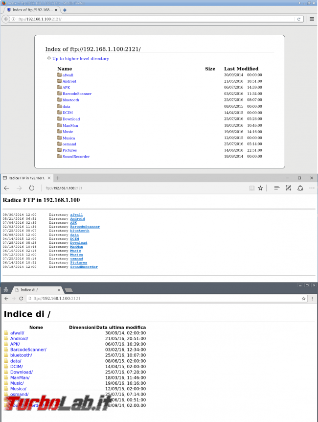 Trasferisci facilmente file Android computer (Windows, Linux, MacOS) FTP Server