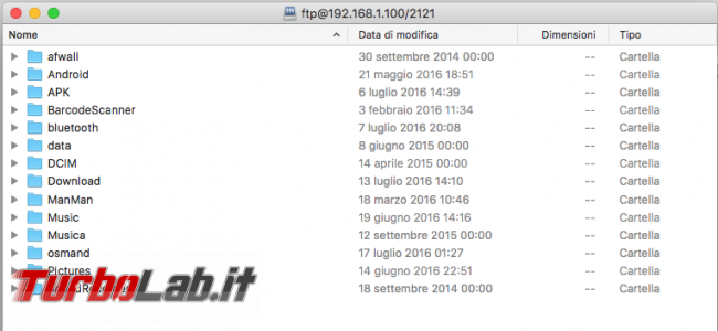 Trasferisci facilmente file Android computer (Windows, Linux, MacOS) FTP Server