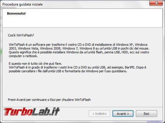 Trasferisci supporto d’installazione Windows disco, pendrive, USB WinToFlash
