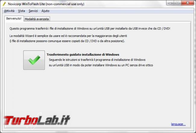 Trasferisci supporto d’installazione Windows disco, pendrive, USB WinToFlash