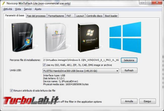 Trasferisci supporto d’installazione Windows disco, pendrive, USB WinToFlash