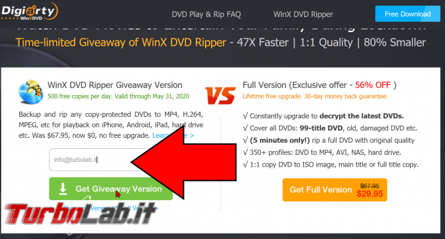 Trasformare film DVD file MP4 PC, smartphone, tablet: guida rip WinX DVD Ripper (conversione DVD MP4, H.264, AAC)