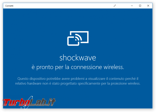 Trasformare PC Windows 10 ricevitore Miracast (Wireless Display) proiettare smartphone notebook monitor, senza fili - windows 10 app connetti pronto