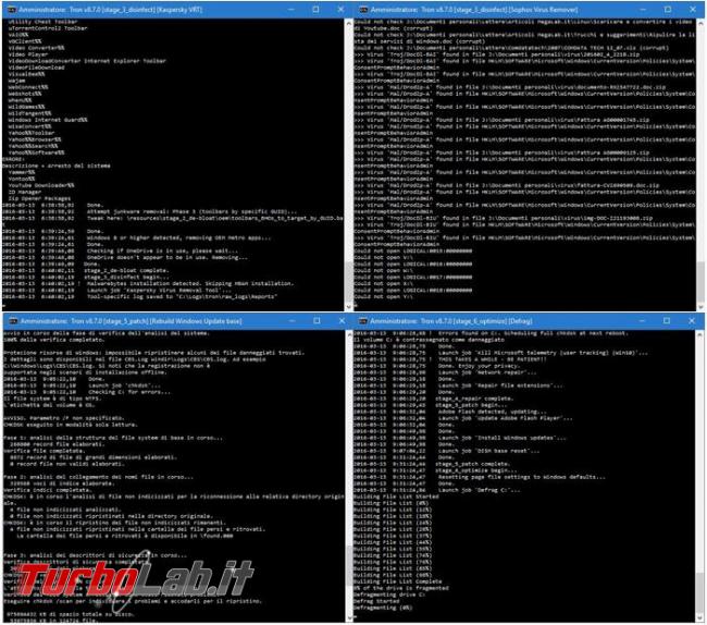 Tron script comandi pulizia manutenzione sistema operativo