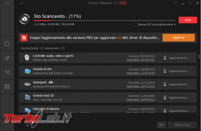 Trovare aggiornare driver PC Windows: guida Driver Booster Free
